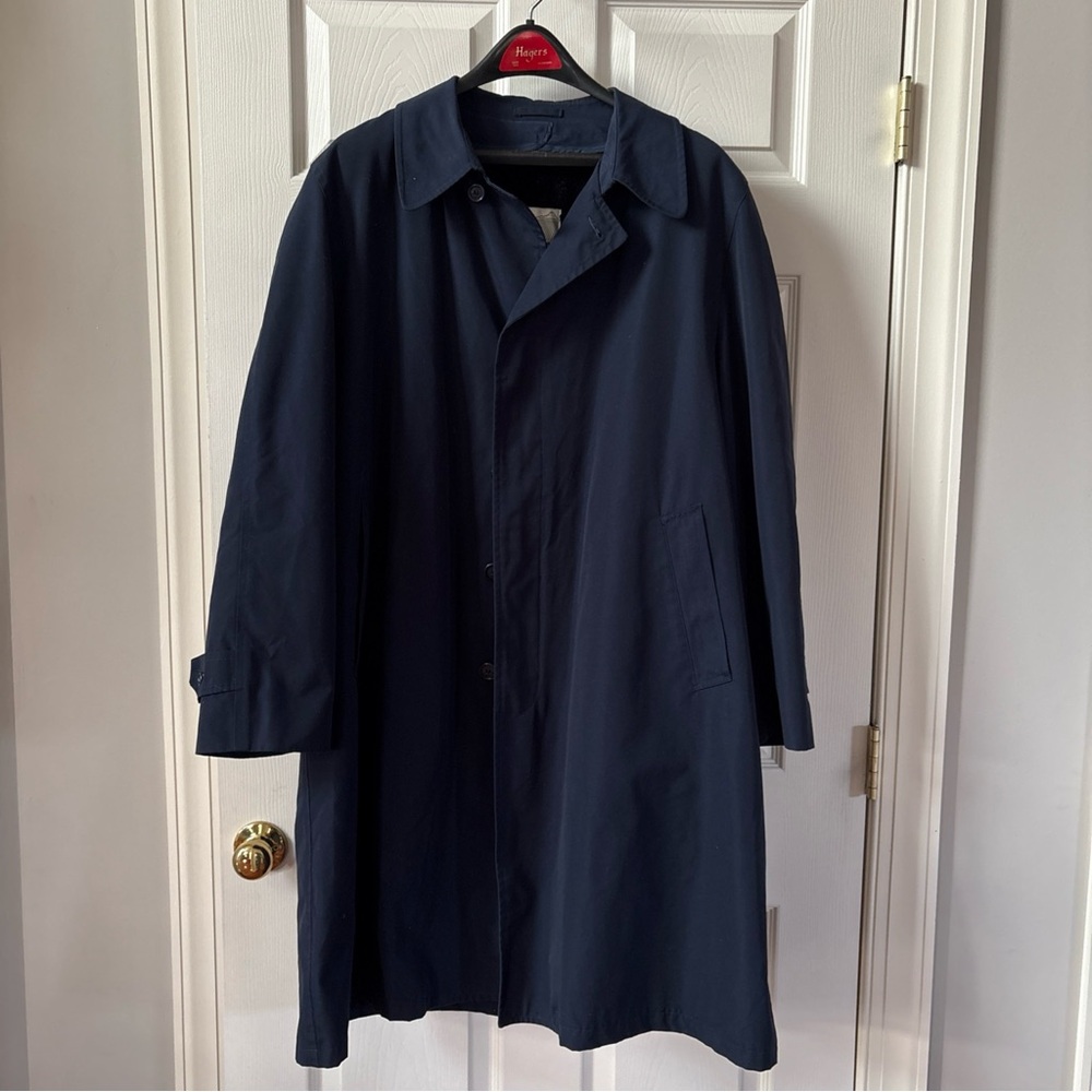 Vintage Haggar Dark Blue‎ Navy Trench Coat 44R